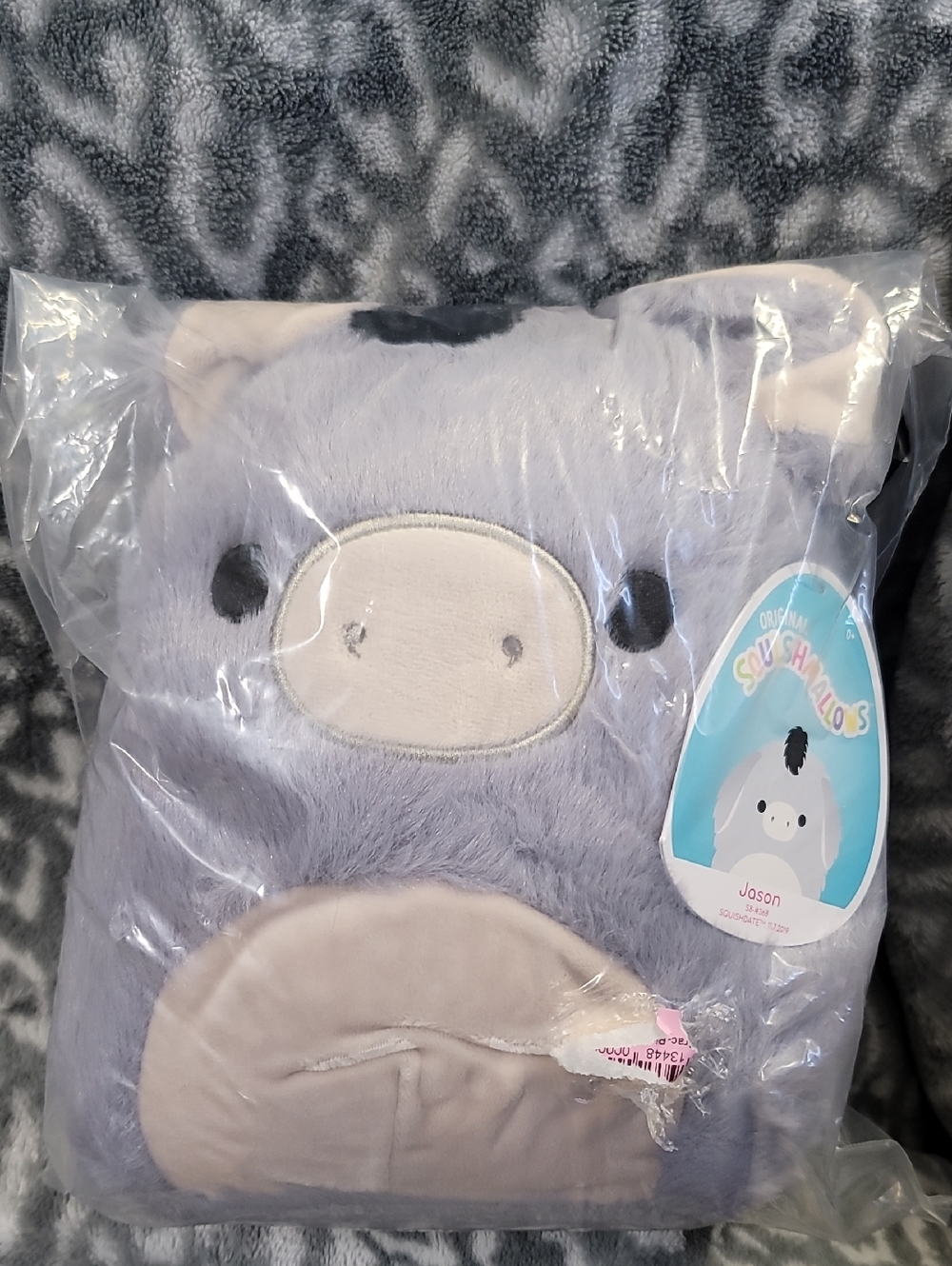 Squishmallows Grey and Cream Jason Plush Fuzzy Squishdate 11/7/2019 8 Inch